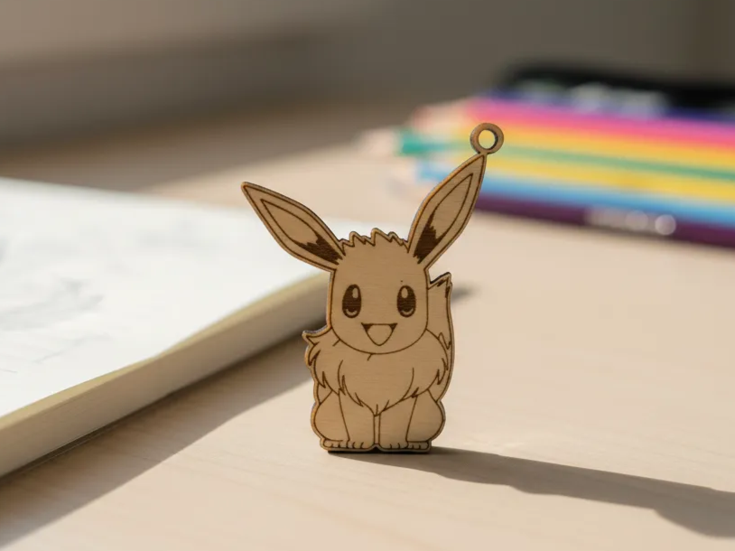 Wooden Eevee Silhouette Keychain pokemon keychain idea