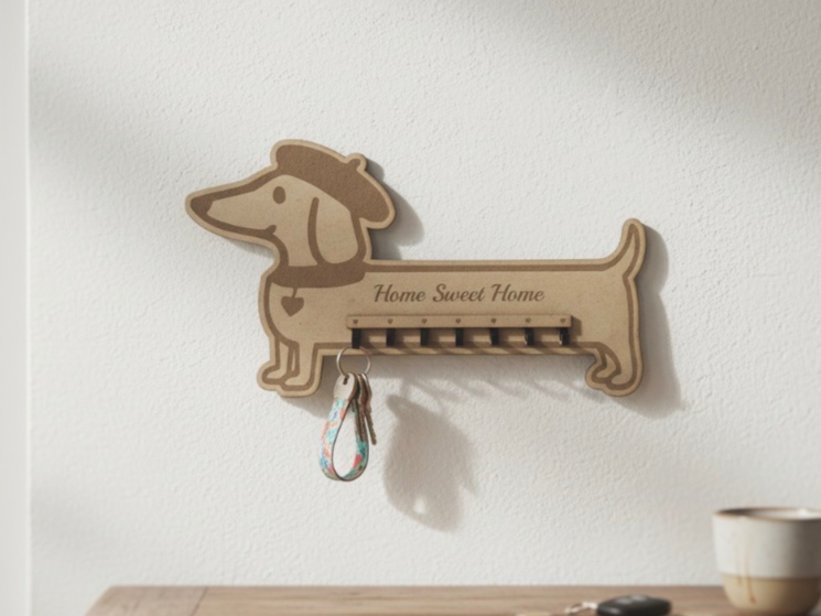 带挂钩的腊肠犬造型钥匙架