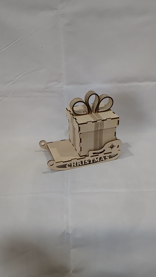 [Laser cut and engrave] Christmas gift Box Bow, xmas sleigh, laser cutting design. Laser cut pattern, xmas box, christmas craft. Christmas greeting, gift boxes.