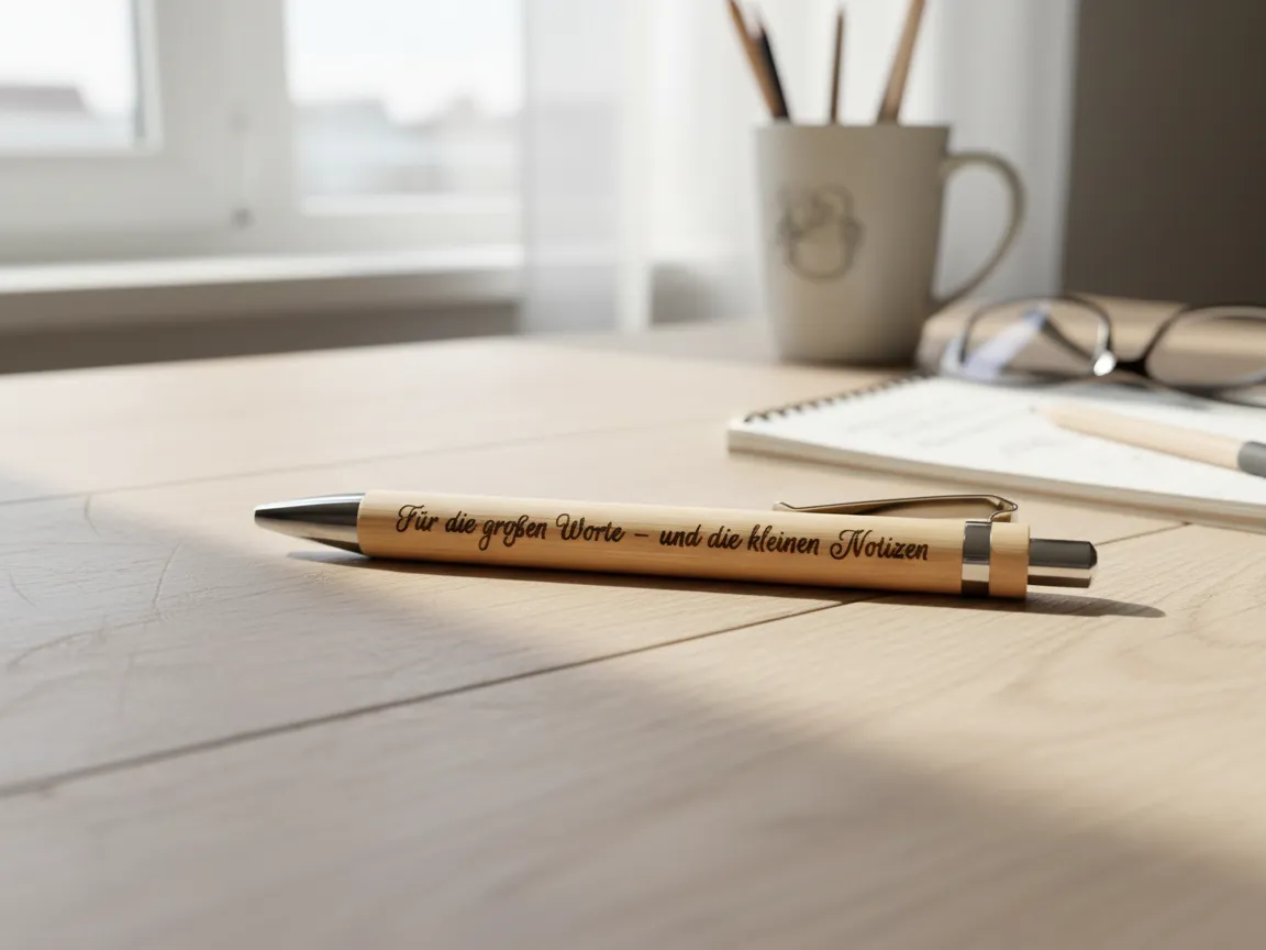 Laser Engraved Wooden Pen With German Quote | Free Files - Atomm