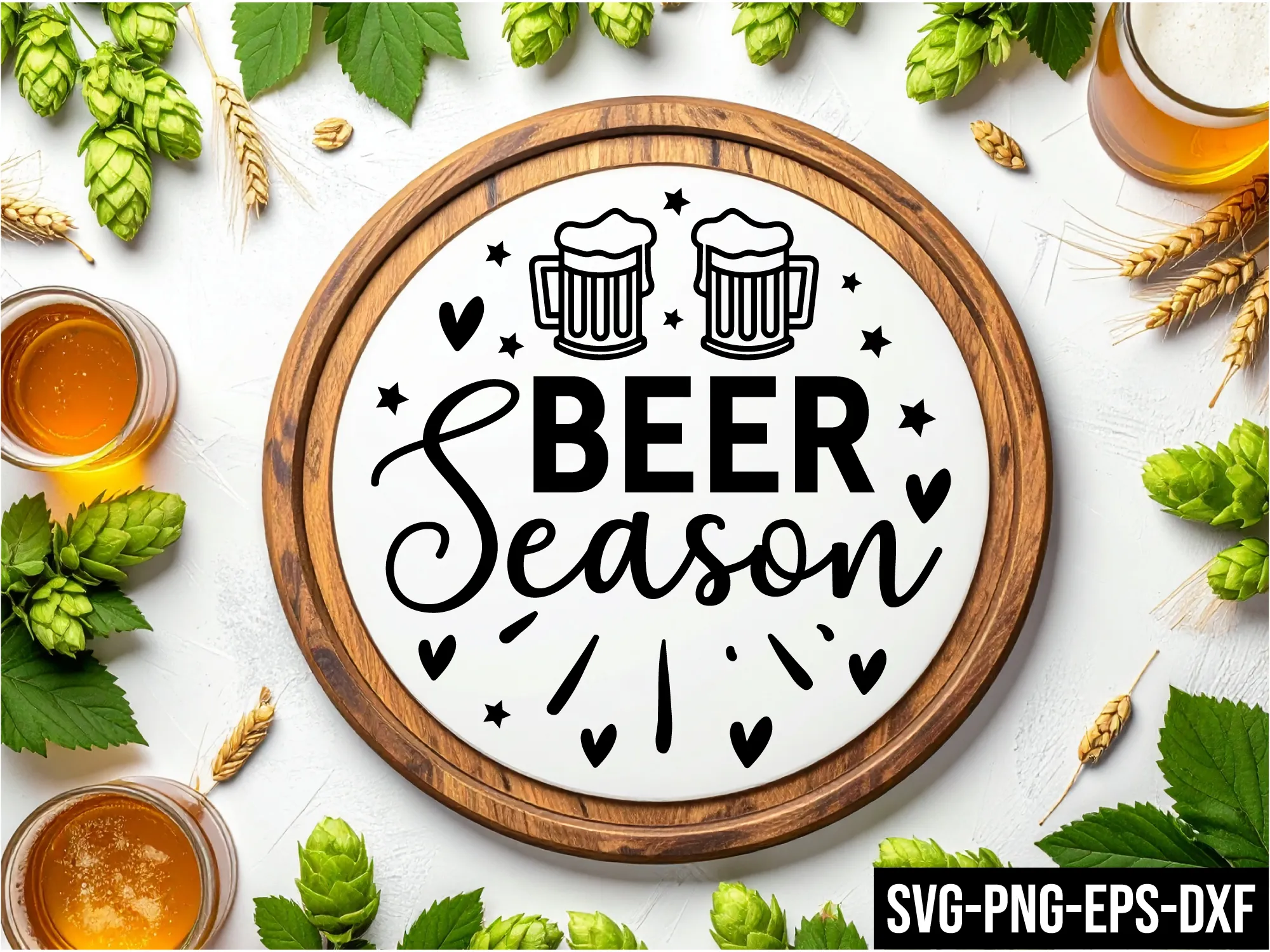 Laser Cut Wooden Beer Season Round Sign with Mug Graphics laser cut bar sign idea