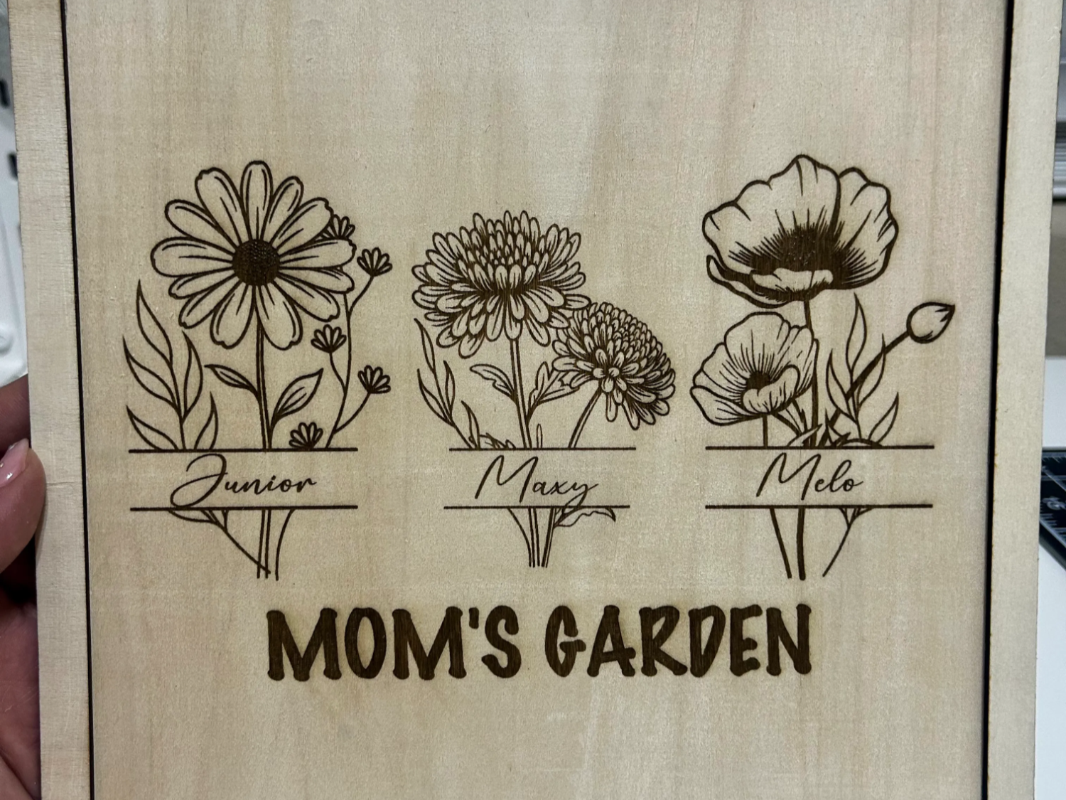 Wooden Garden Sign: Mom's Garden with Flowers gift for mom idea
