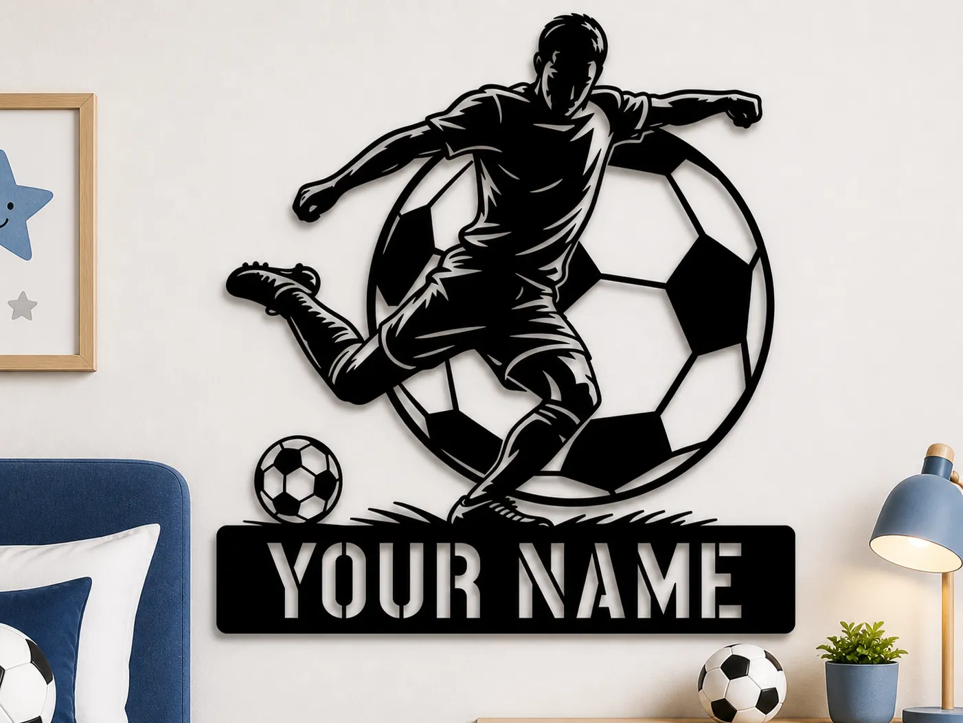 Personalized Soccer Player Name Sign gift for teens idea