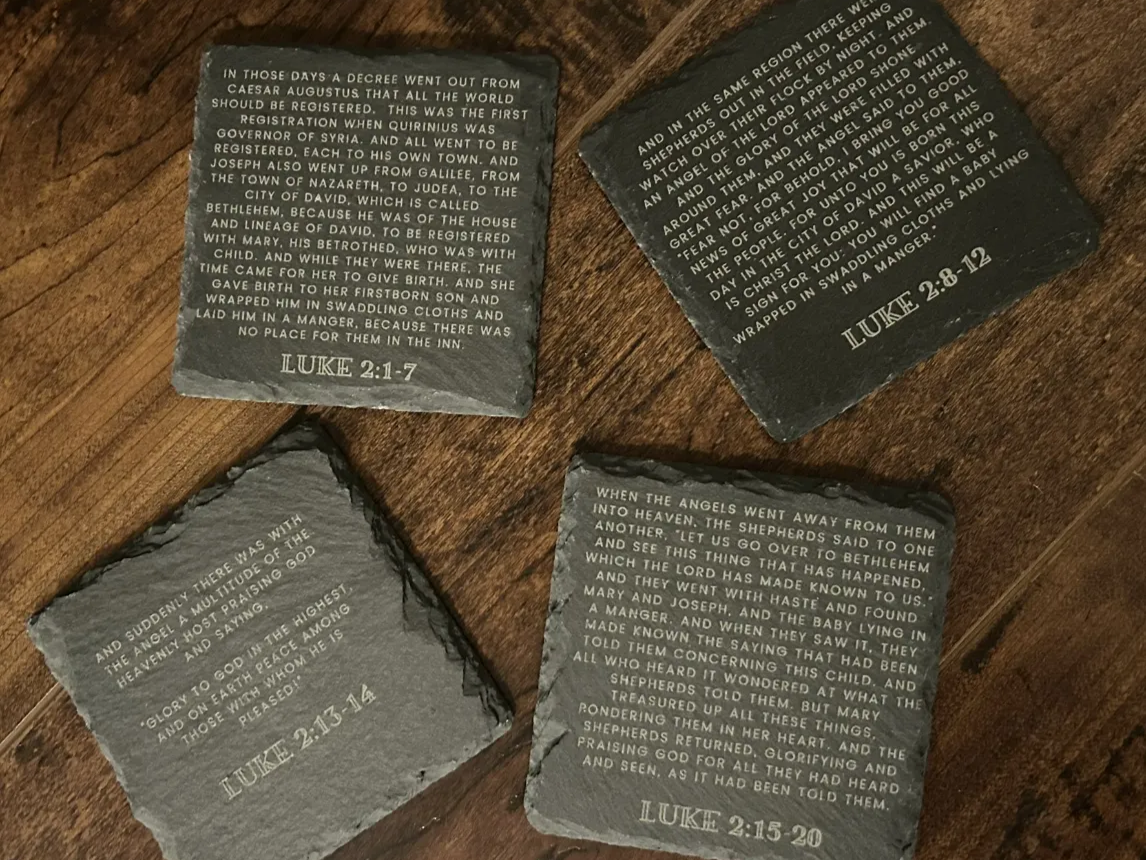Luke 2:1-20 Christmas Story Slate Coasters christmas gift design
