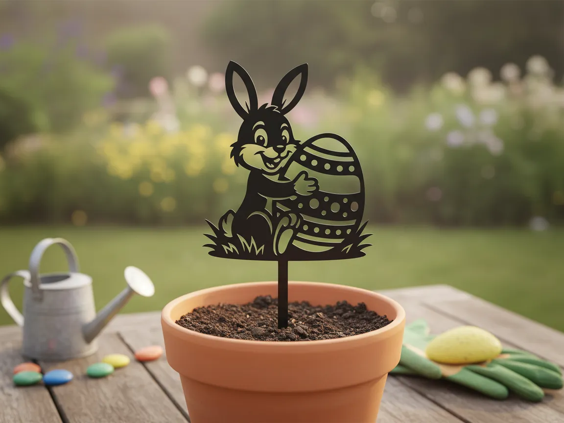 Laser Cut Easter Bunny Garden Plant Pot Decoration | Free Files