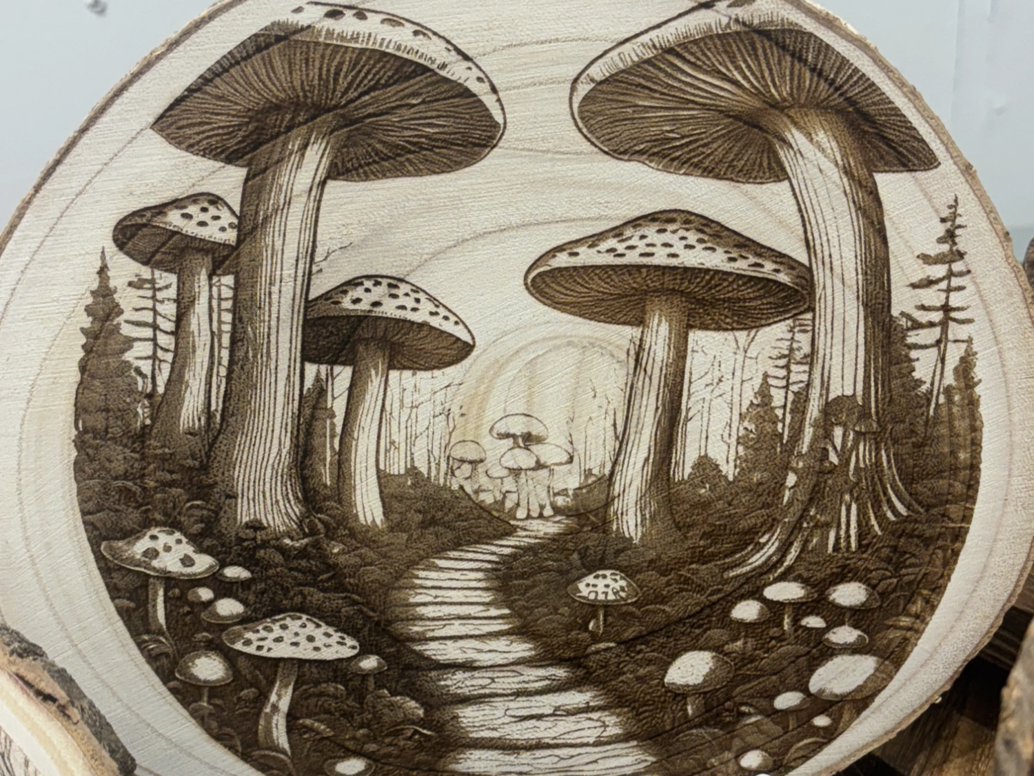 Custom wood engraving of whimsical forest with mushrooms | Free Files ...