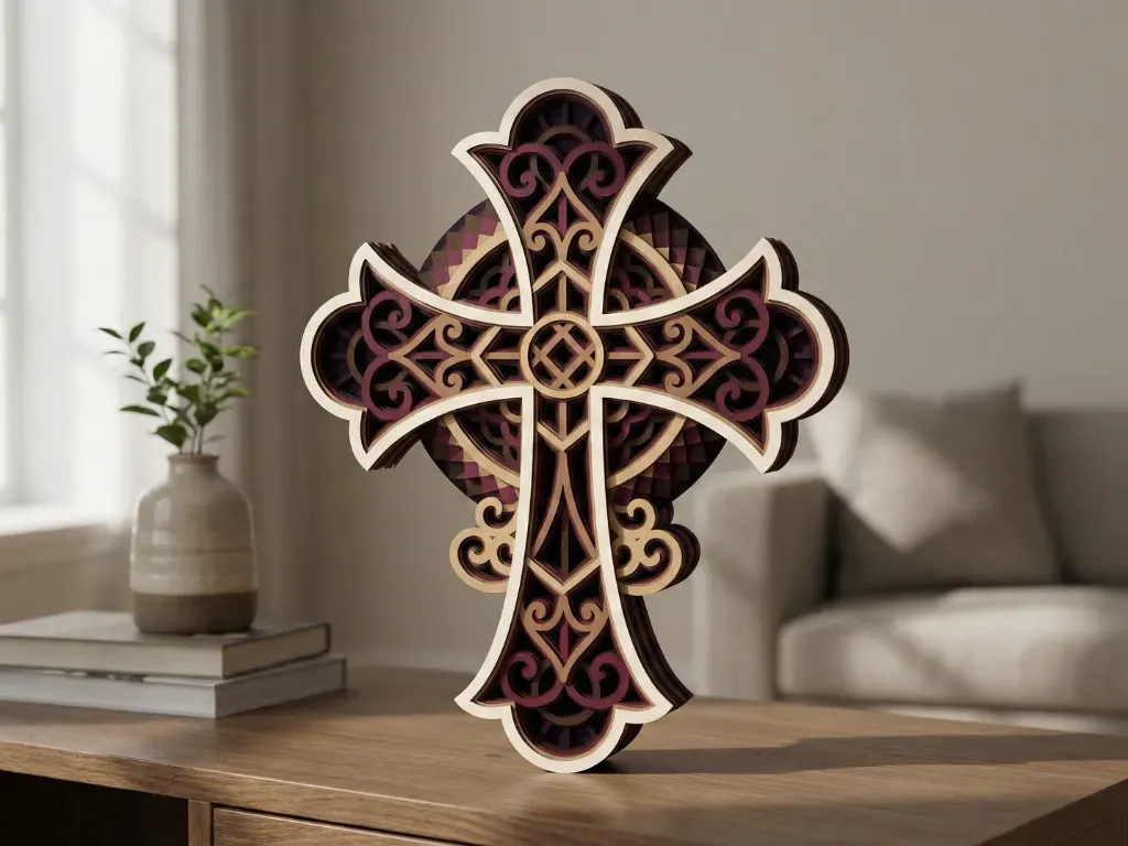 Laser Cut Multilayer Cross 4 Wall Art – 7 Layered Cross Design | 3D ...