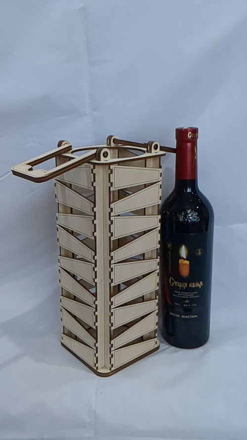 [Laser cut and engrave] Gift wine bottle box, laser cutting design. Laser cut pattern, vector template, laser machines file. Bottle pattern, boxes project, box holder.