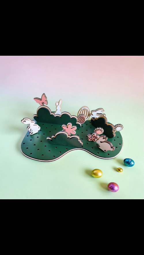 [Laser cut and engrave] Modular Easter Scene- Interactive Laser cut wooden