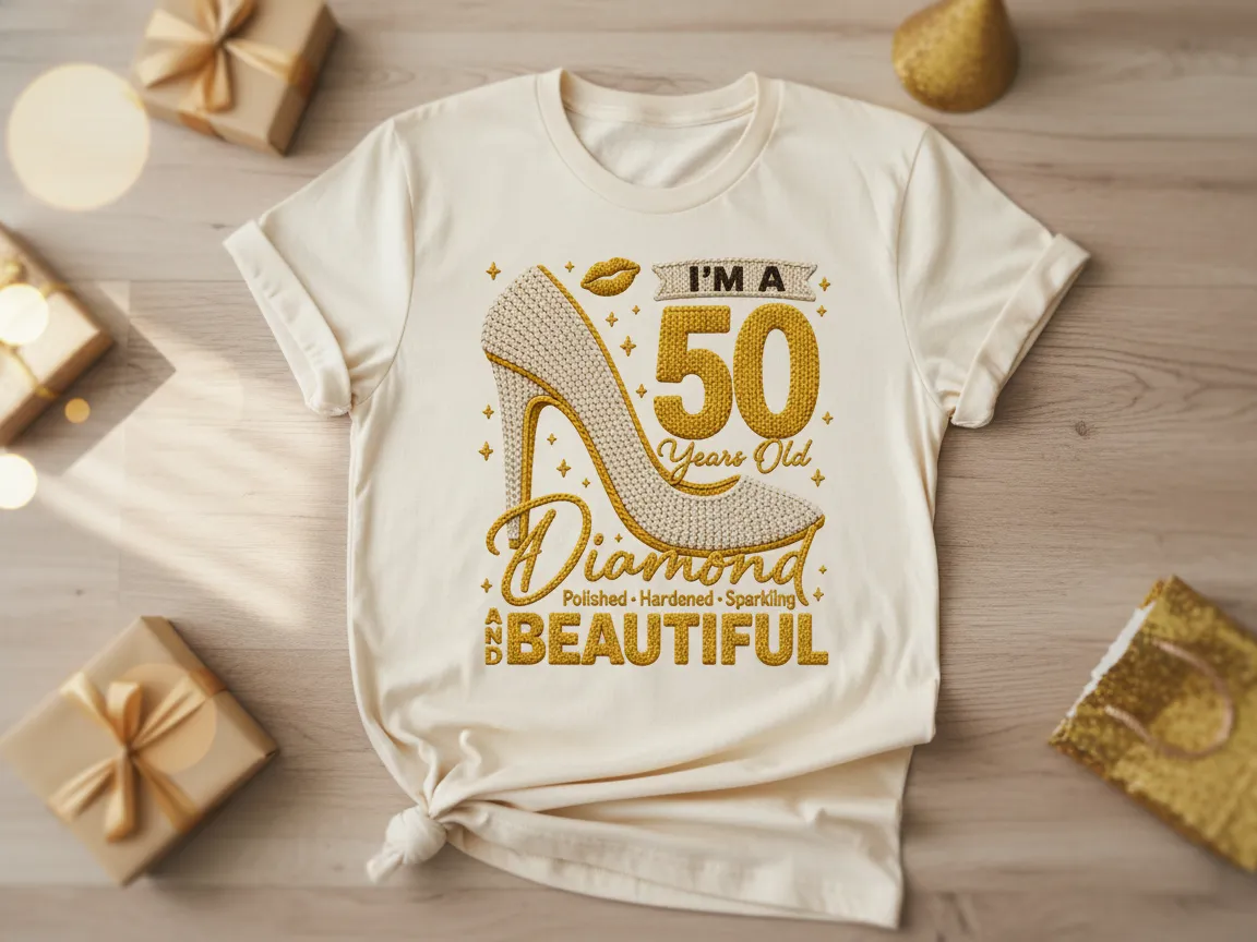 Turning 50 with Yarn Effect birthday gift design