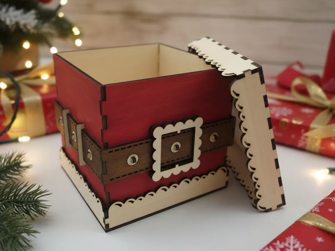 Christmas Gift Box with Decorative Belt Design gift box design
