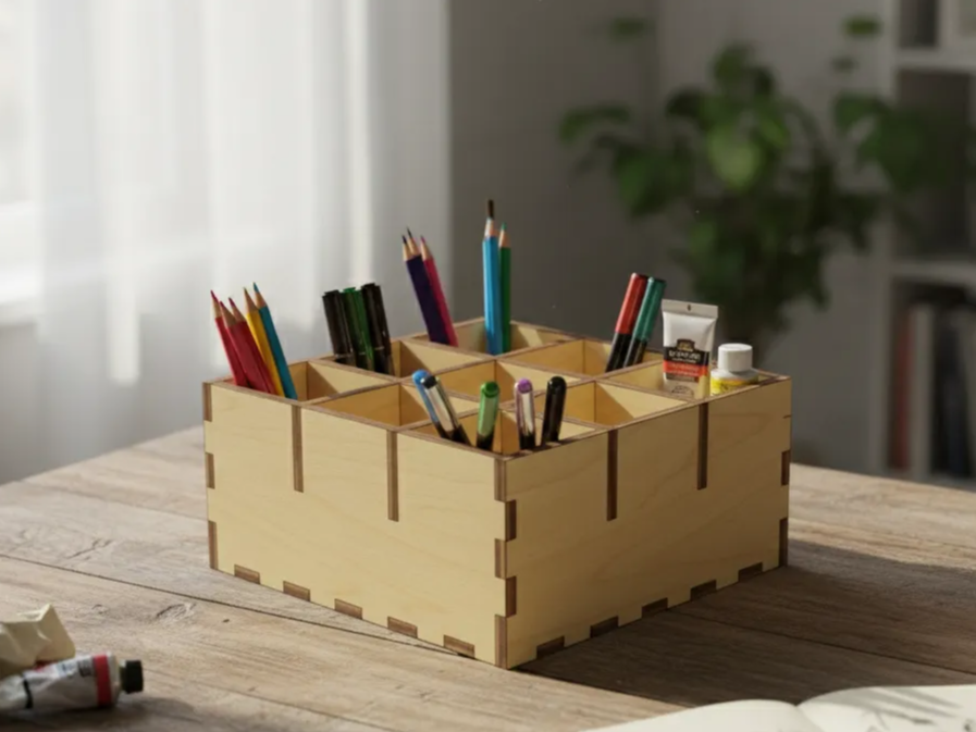 Store Box Project Wooden Organizer Laser Cut. Desk Storage Box. Wooden Craft Bin ...