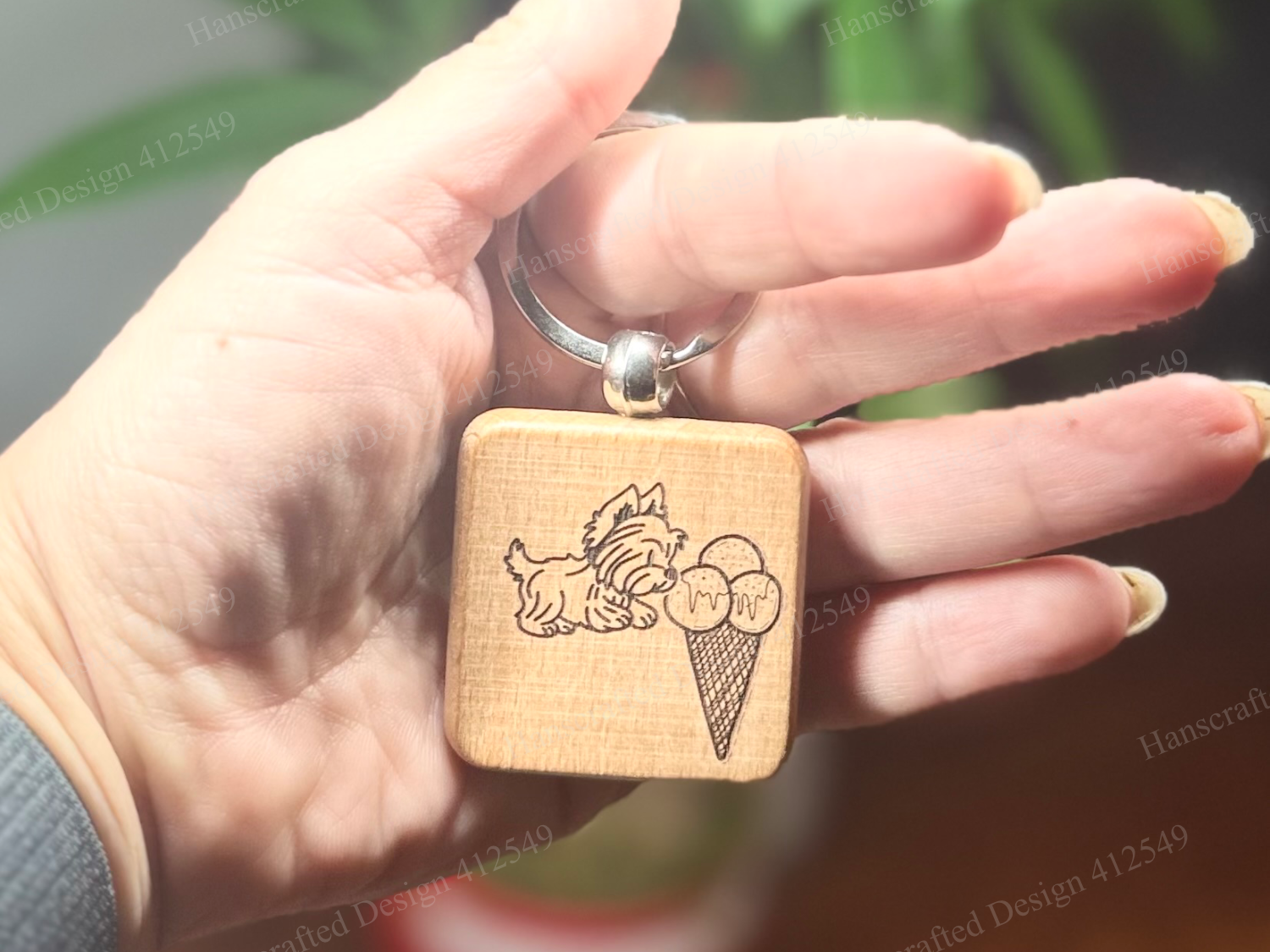 Yorkie and Ice Cream Keychain laser cut keychain idea for women