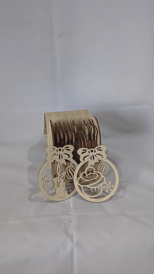 [Laser cut and engrave] Gift Set Christmas Tree Decor in Box, Laser Cut Design. XMAS Laser Cutting Vector Template.