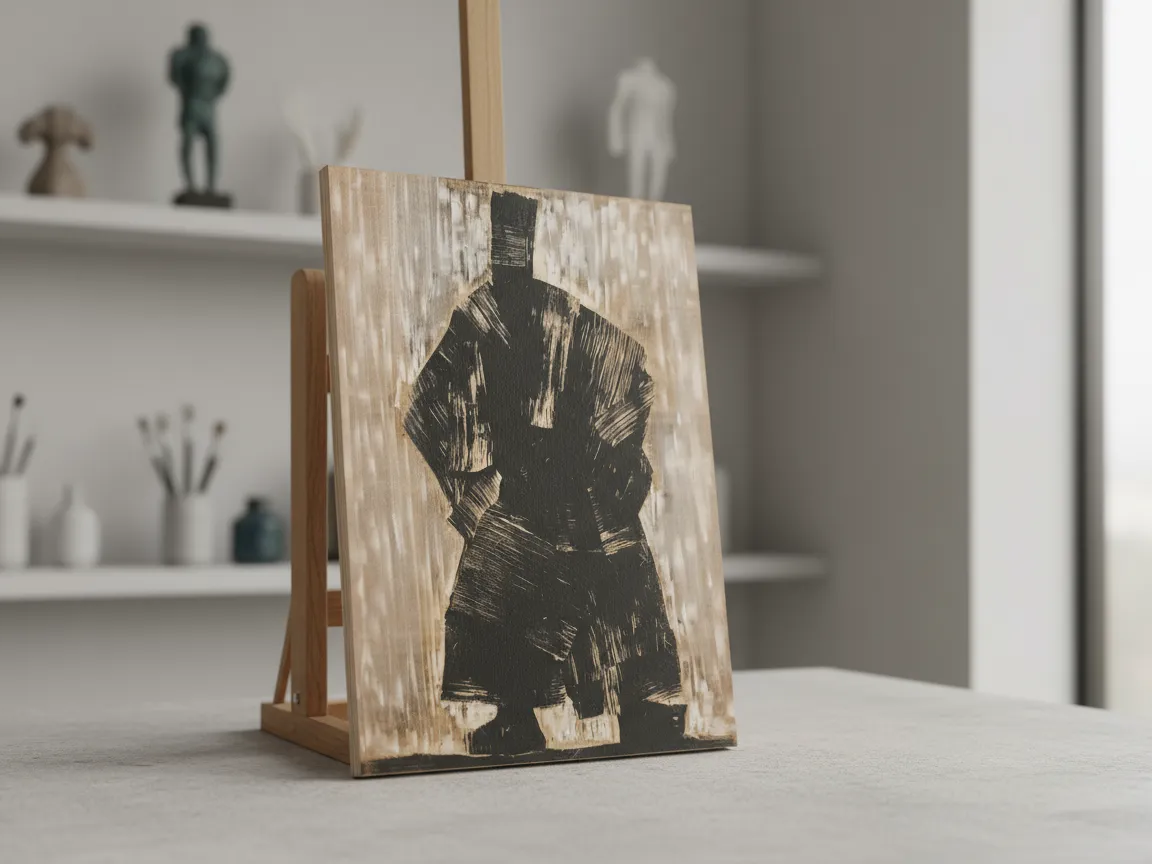 Abstract Figure Art on Tabletop Easel wood sign design
