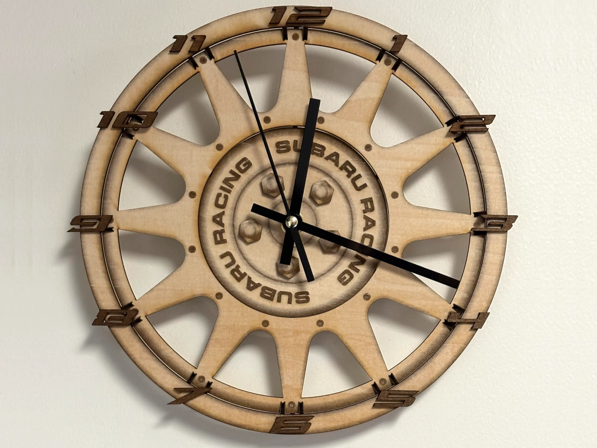 Wooden Racing Wall Clock with 3D Depth Effect wall clock design