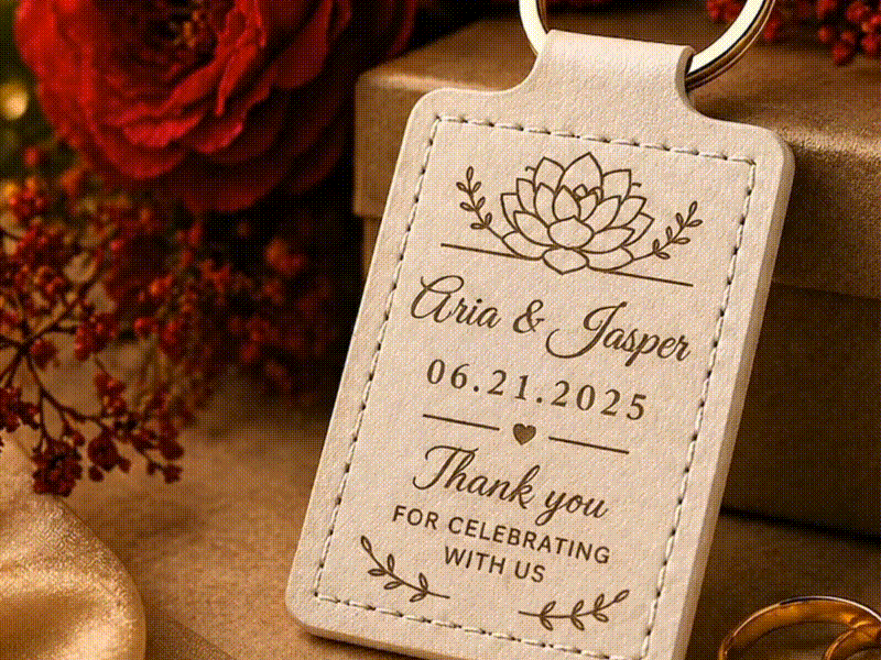 Personalized Wedding Favor Keychain with Floral Design | Free Files - Atomm