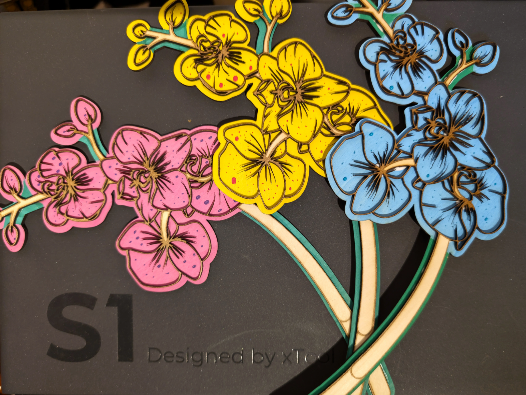 Wooden Flower Wall Art — Orchid wooden flower design