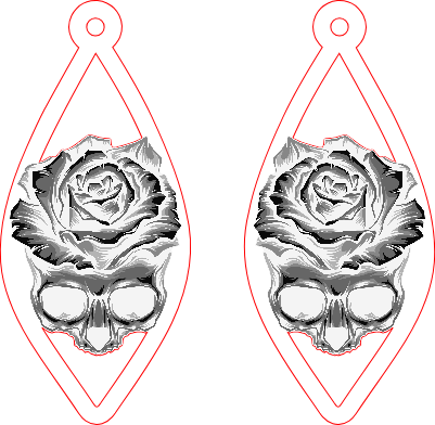 Skull engraved earrings.xcs