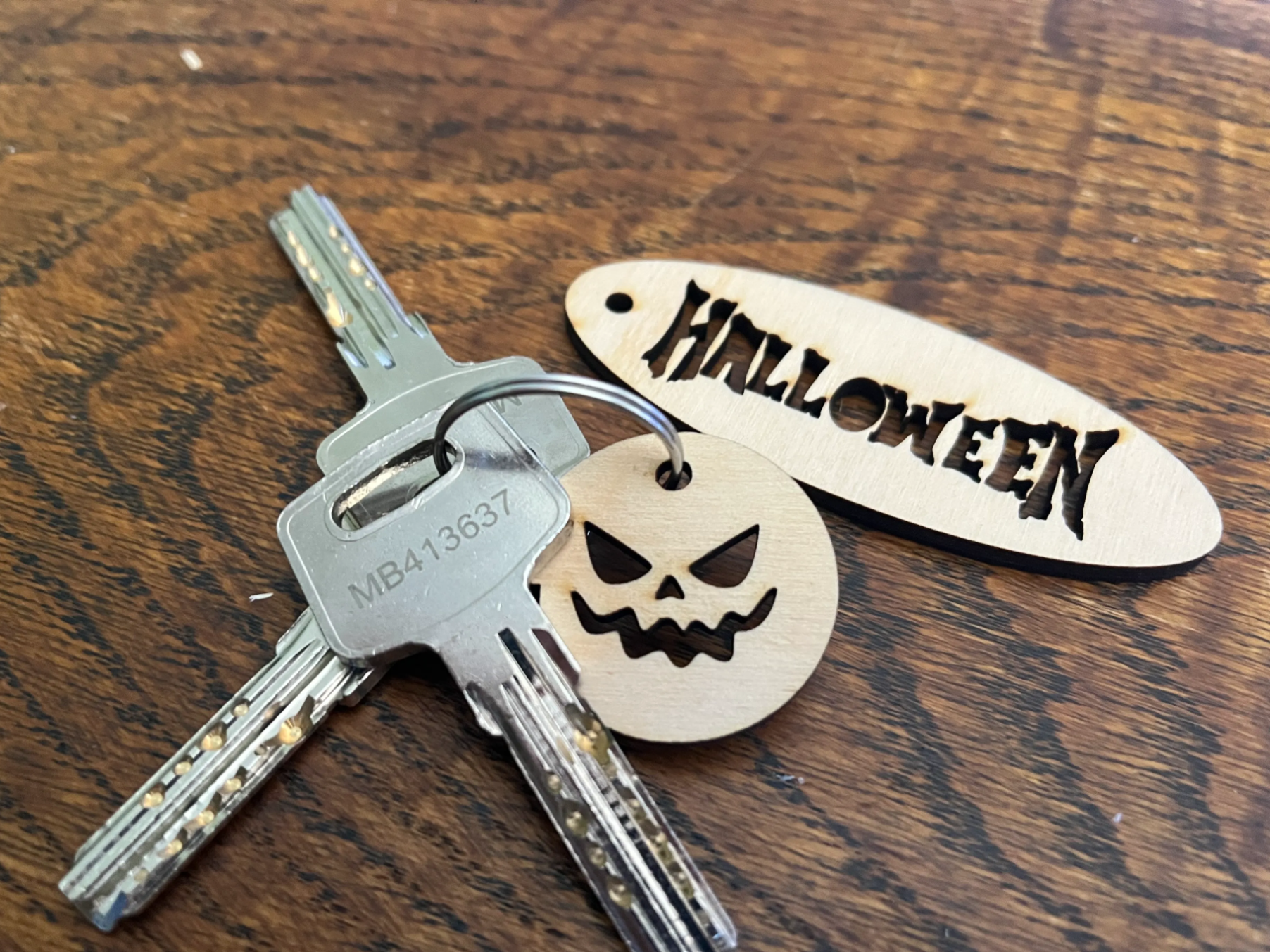 Halloween Pumpkin Keychain wood keychain idea