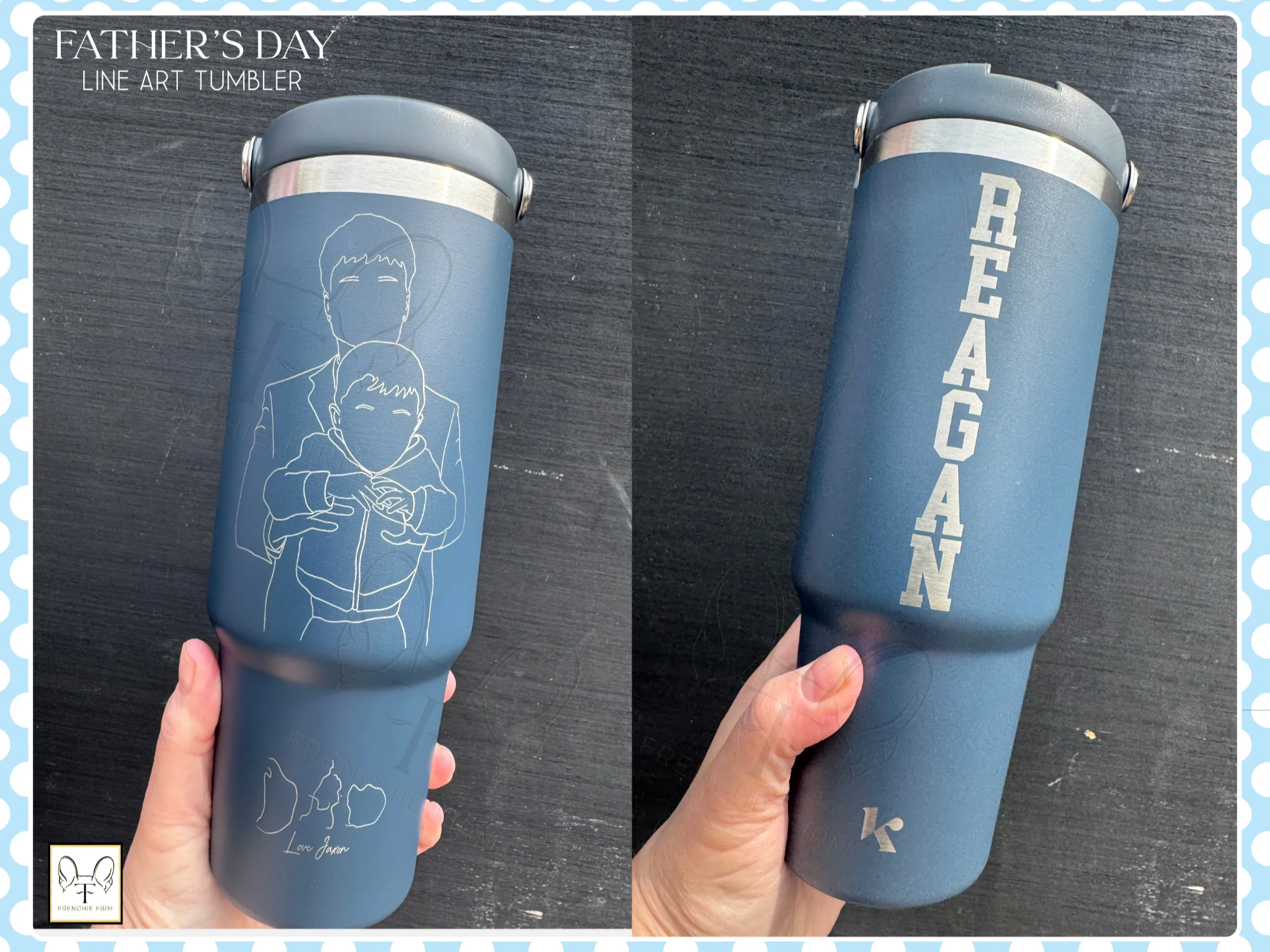 Personalized Line Art Stainless Steel Tumbler father's day gift design