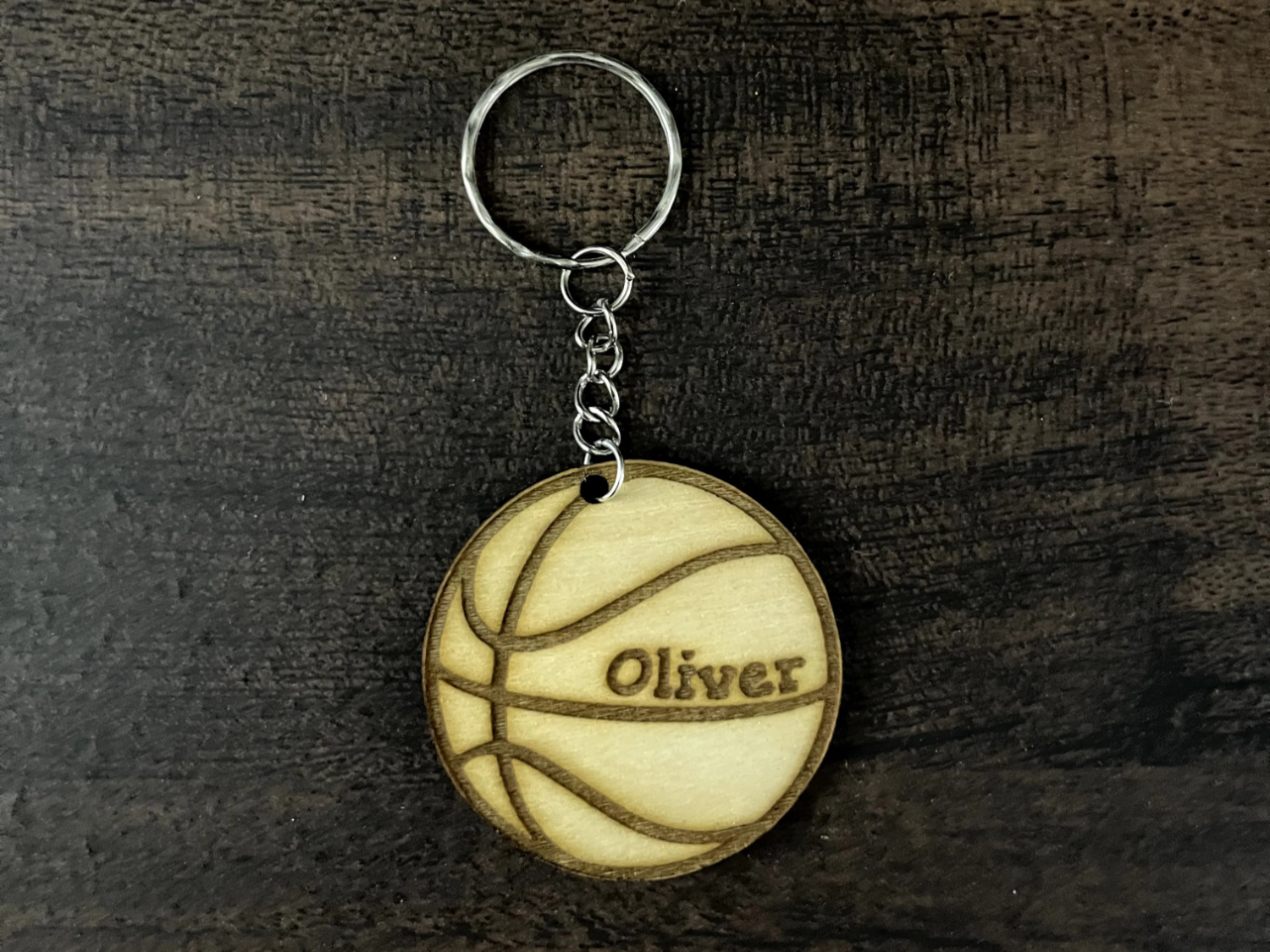 Wooden Keychains Basketball with name sports keychain design