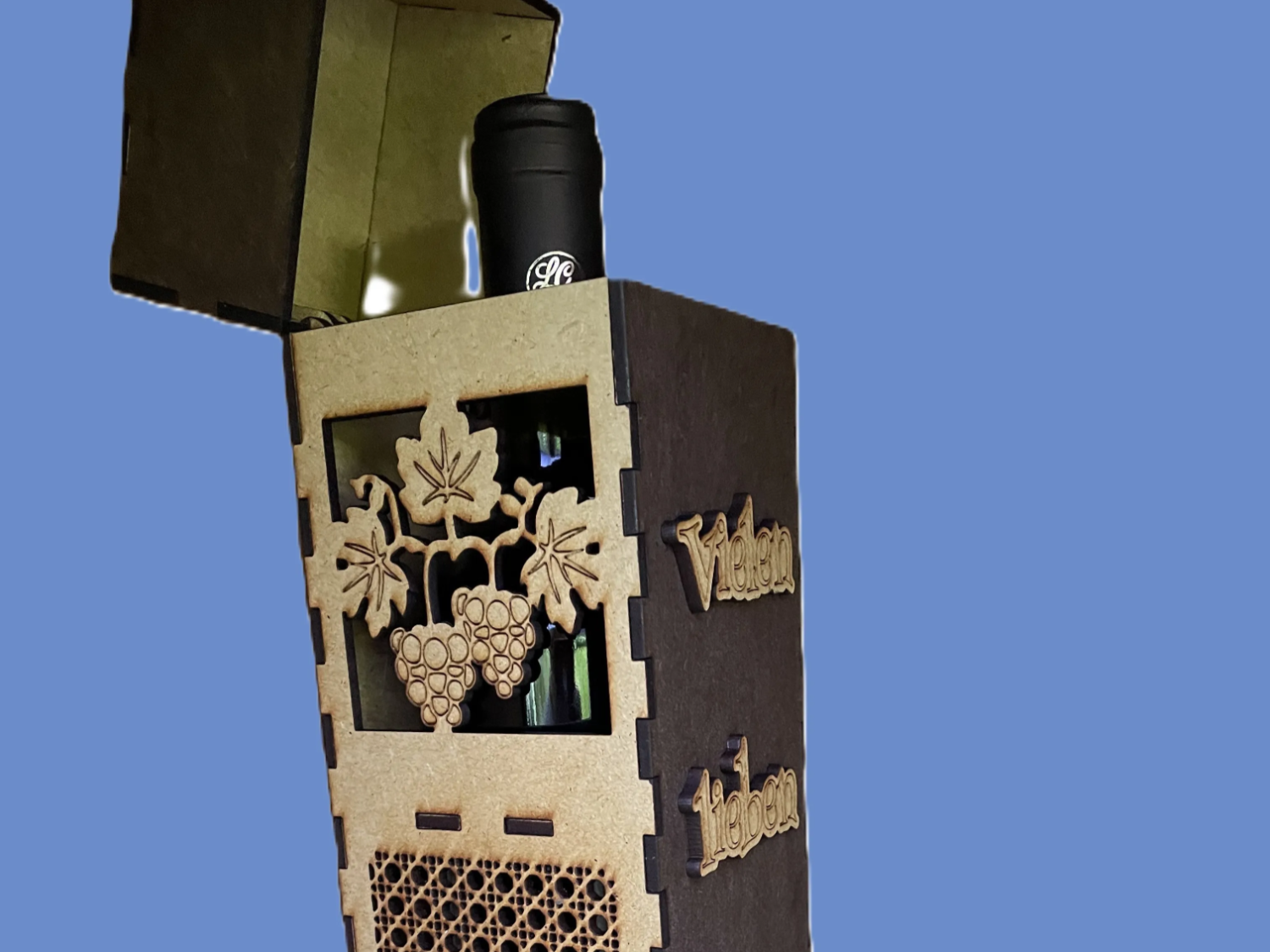 Wine Bottle Gift Box with Grape Design gift box design