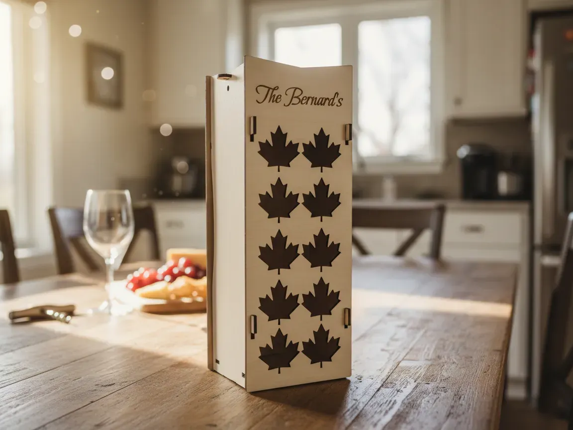 Caja de vino personalizada con el apellido familiar, idea de regalo de vino
