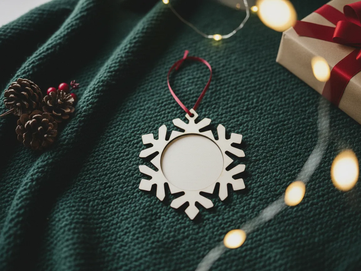Snowflake Ornament with Red Ribbon Christmas Eve box idea