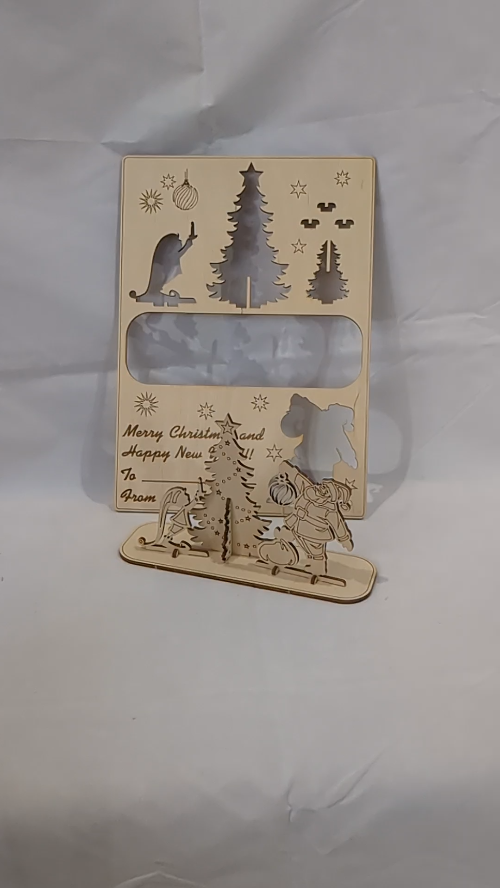 [Laser cut and engrave] Christmas Greeting Card, laser cutting design, Christmas gift and decor. Christmas tree, Santa pattern, Elf silhouette. Laser cut template, gift cards