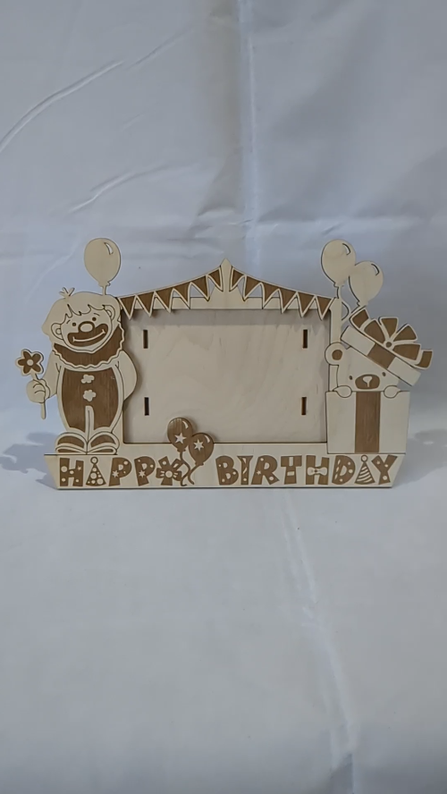[Laser cut and engrave] Picture Frame Birthday, 4x6 photo holder, laser cutting design. Laser cut pattern, gift decoration, Birthday gift and decor. Photo frame greeting.