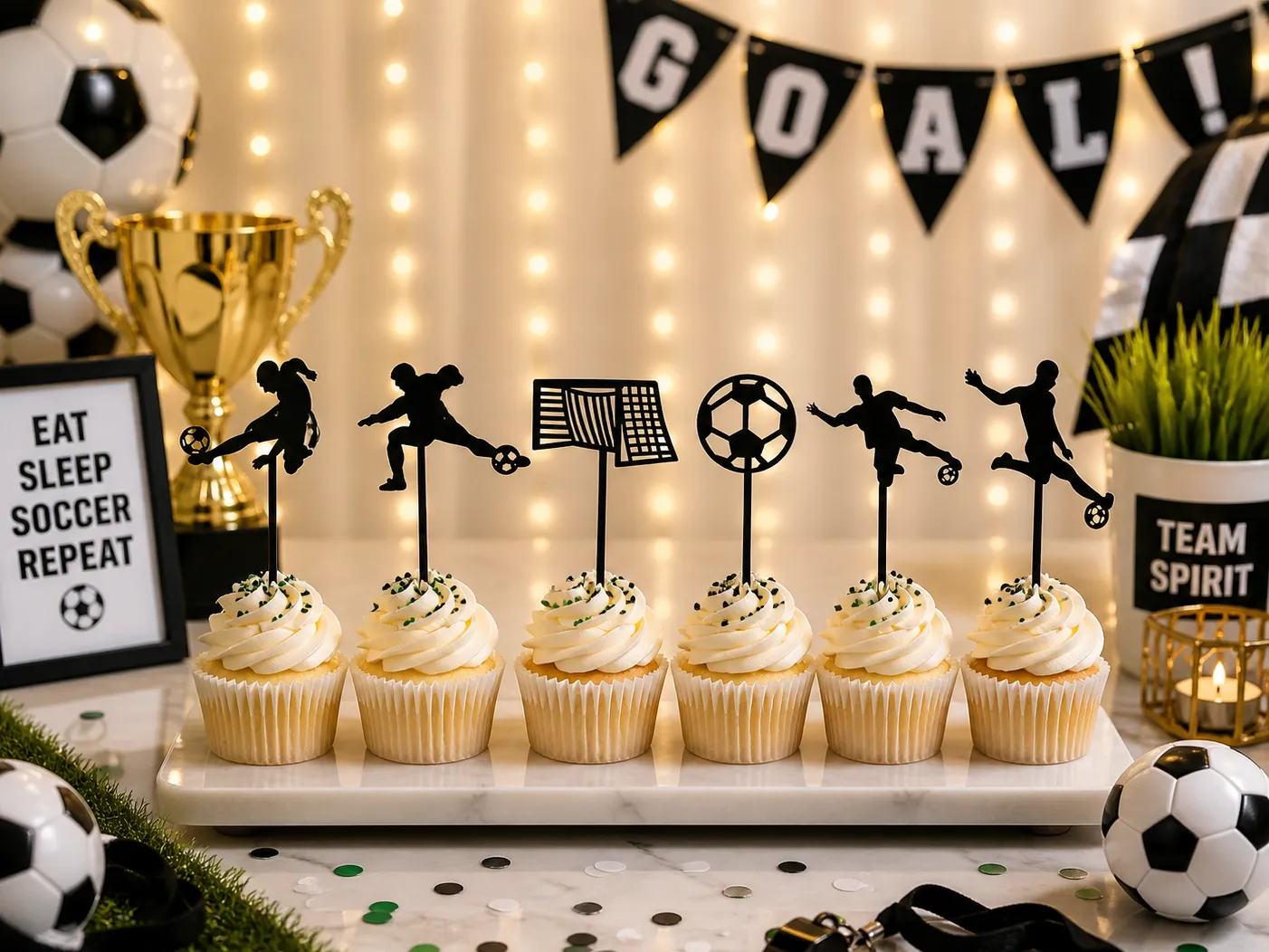 Bundle SVG di topper per cupcake calcio - Decorazione festa porta da calcio