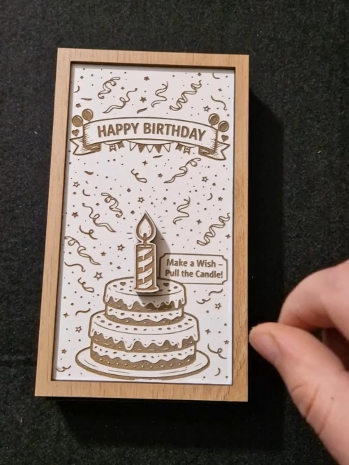[Laser cut and engrave] Birthday Money Gift Card SVG | Pull Candle to Open Cash Holder