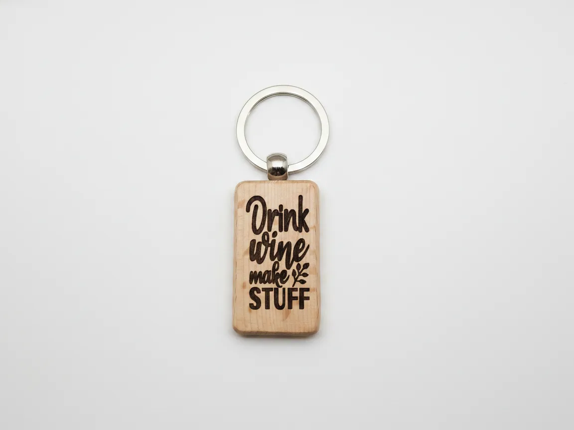 Drink Wine, Make Stuff Keychain wood keychain idea