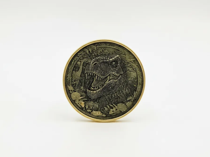 Laser Engraved Dinosaur-Themed Decorative Coin birthday gift design