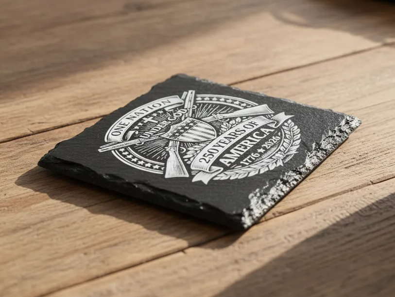 One Nation Under God 250 Years of America Slate Coaster — free patriotic laser/print project file on Atomm