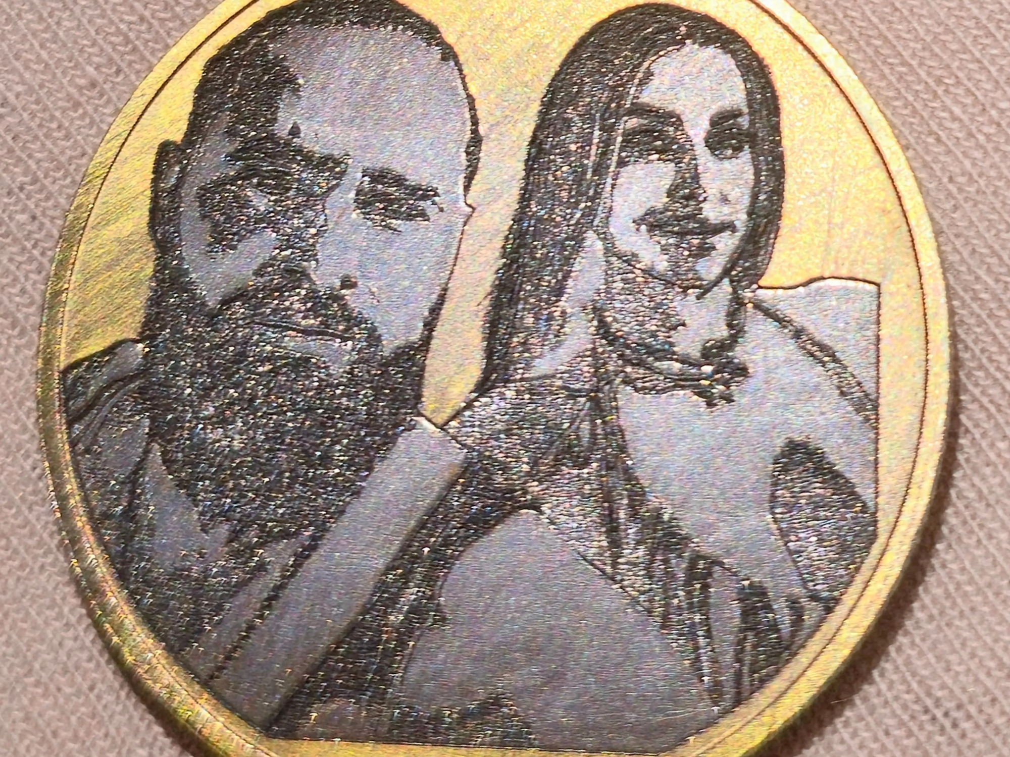 Laser Engraved Custom Photo Metal Coin Keepsake
