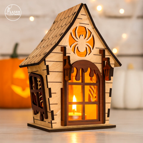 [Laser cut and engrave] Halloween Haunted House Lantern Set (3 Designs) - Spooky Decor