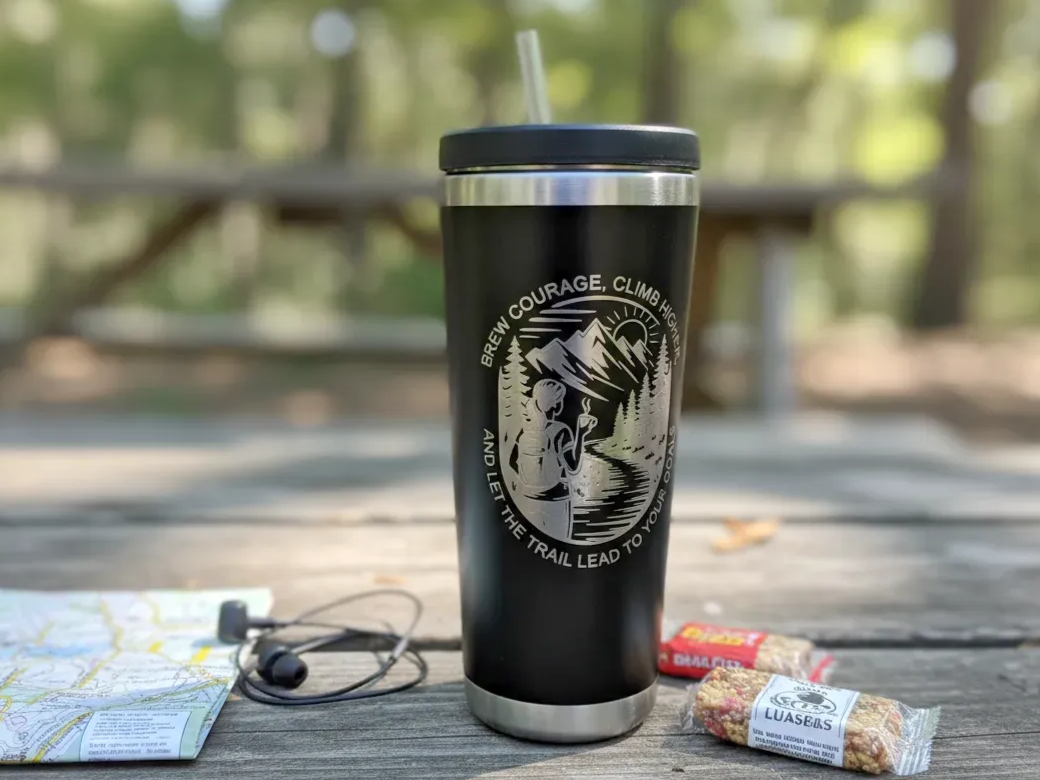 Tumbler with Engraved Inspirational Quote laser engraved custom tumbler idea