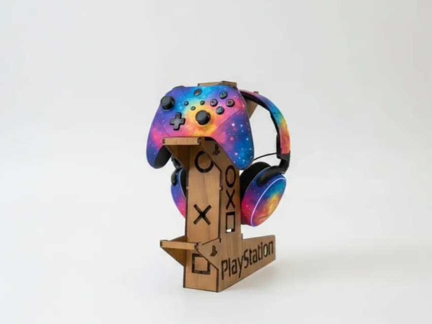 Wooden Controller & Headphone Stand gift design
