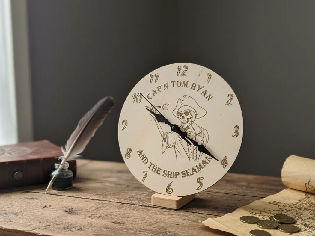 Pirate Skeleton Desk Clock laser cut desk clock idea