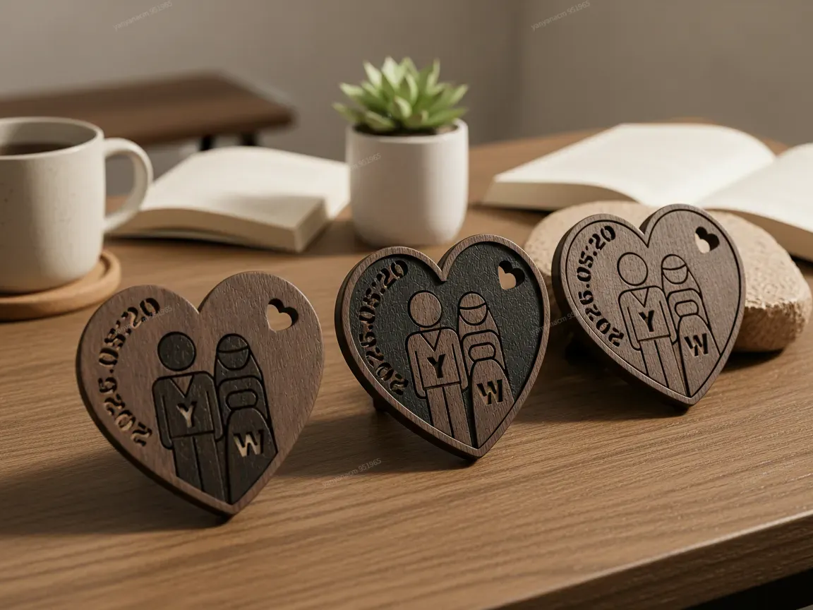 Wedding Heart Coaster and Hanging Ornament Set wedding gift design