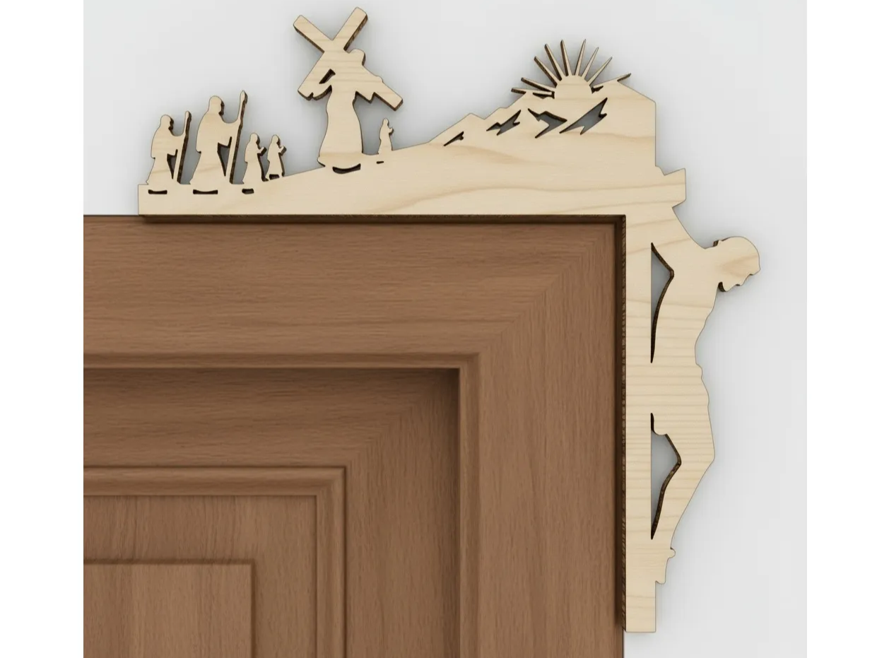 Laser cut nativity window corner frame Christmas decoration