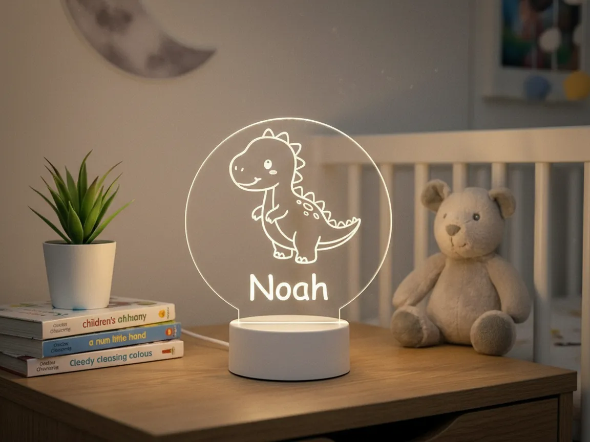 Personalized Dinosaur LED Night Light for Kids laser-cut night lamp idea