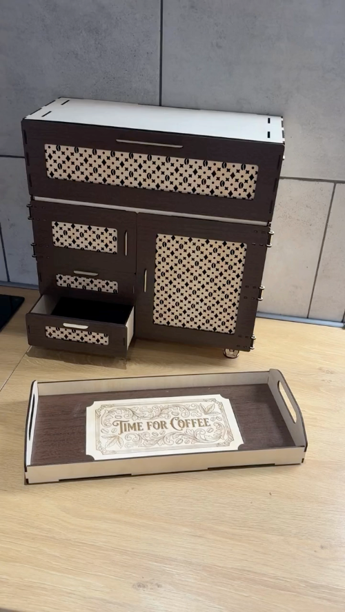 [Laser cut and engrave] Coffee Vuitton – Modular Coffee Service Organizer