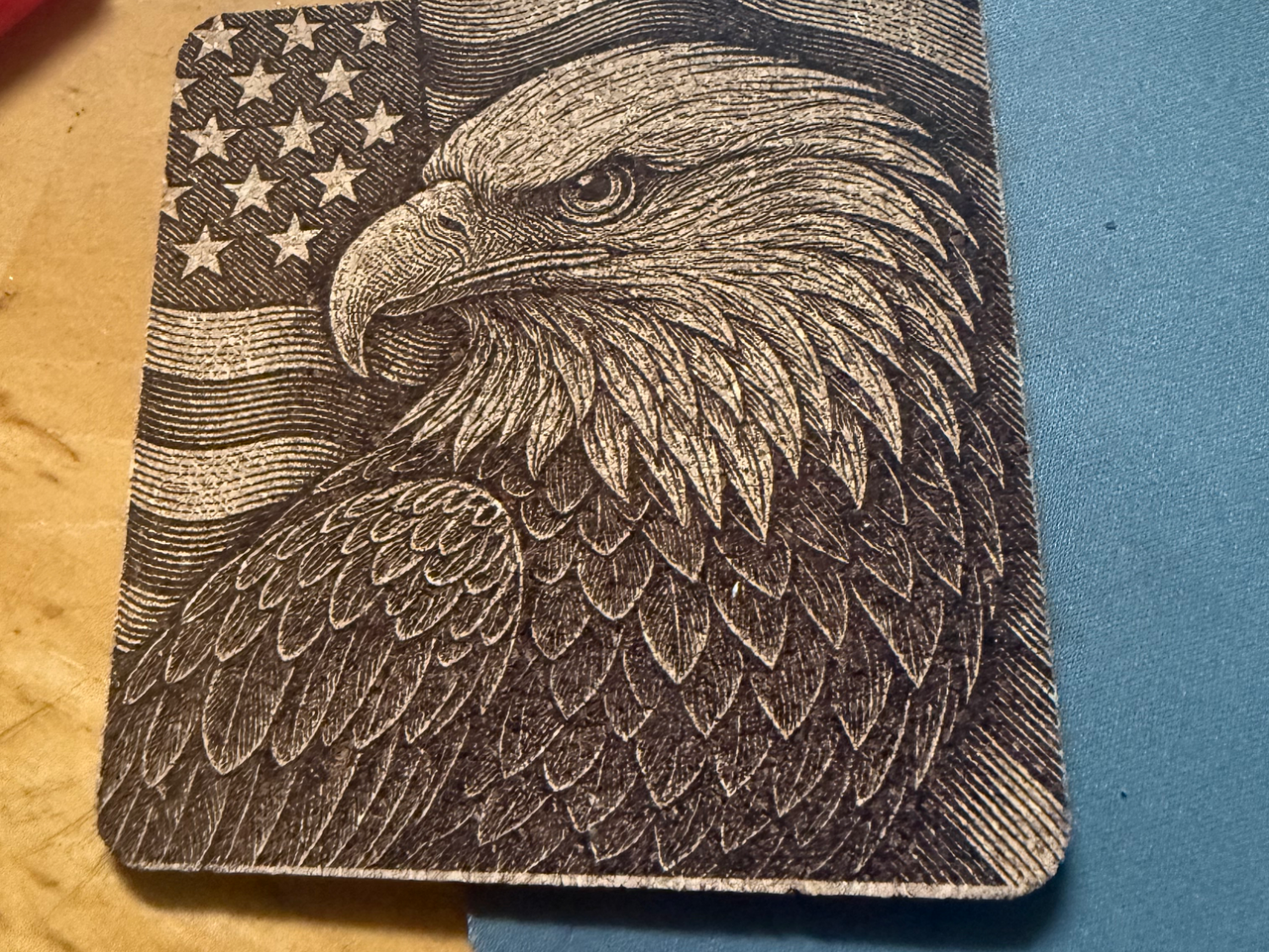 American Flag cork coaster — free patriotic laser/print project file on Atomm