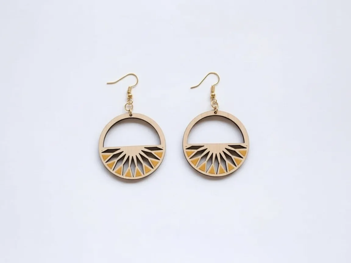 Bohemian Round Wooden Dangle Earrings gift for her design
