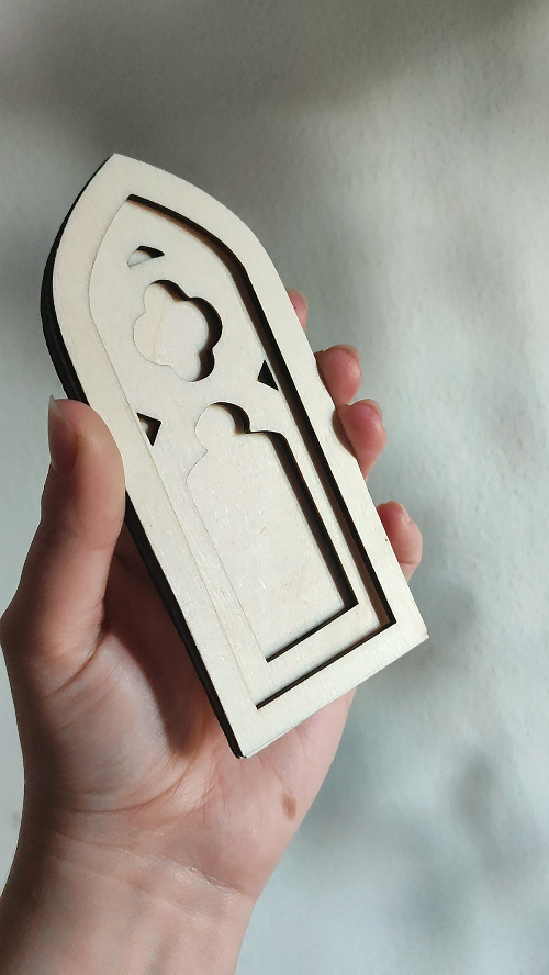 [Laser cut and engrave] Laser Cut Wooden Gothic Window Decorative Ornament