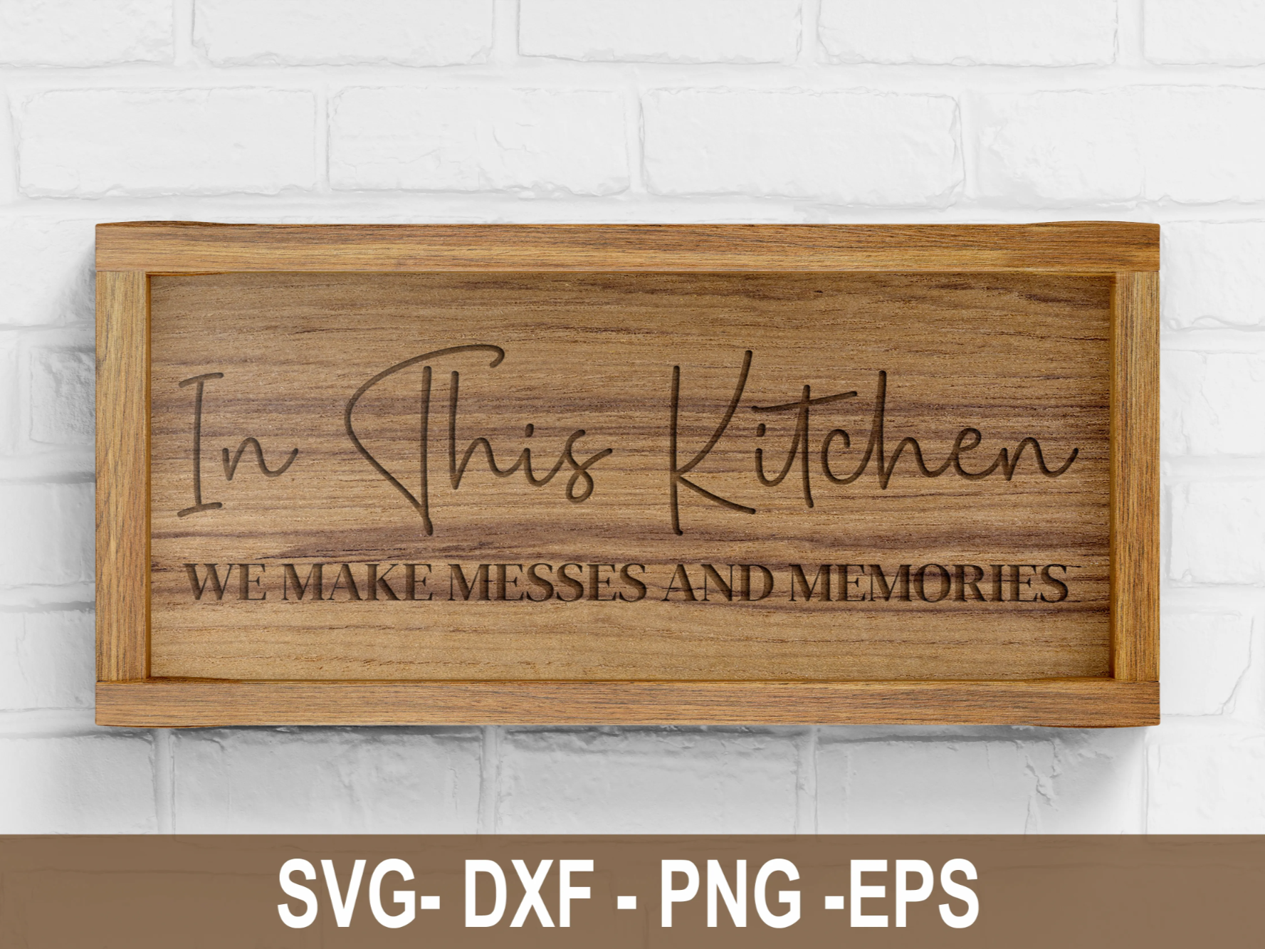 ウッドキッチンサイン - In This Kitchen, We Make Messes And Memoriesのレーザーカットキッチンサインアイデア