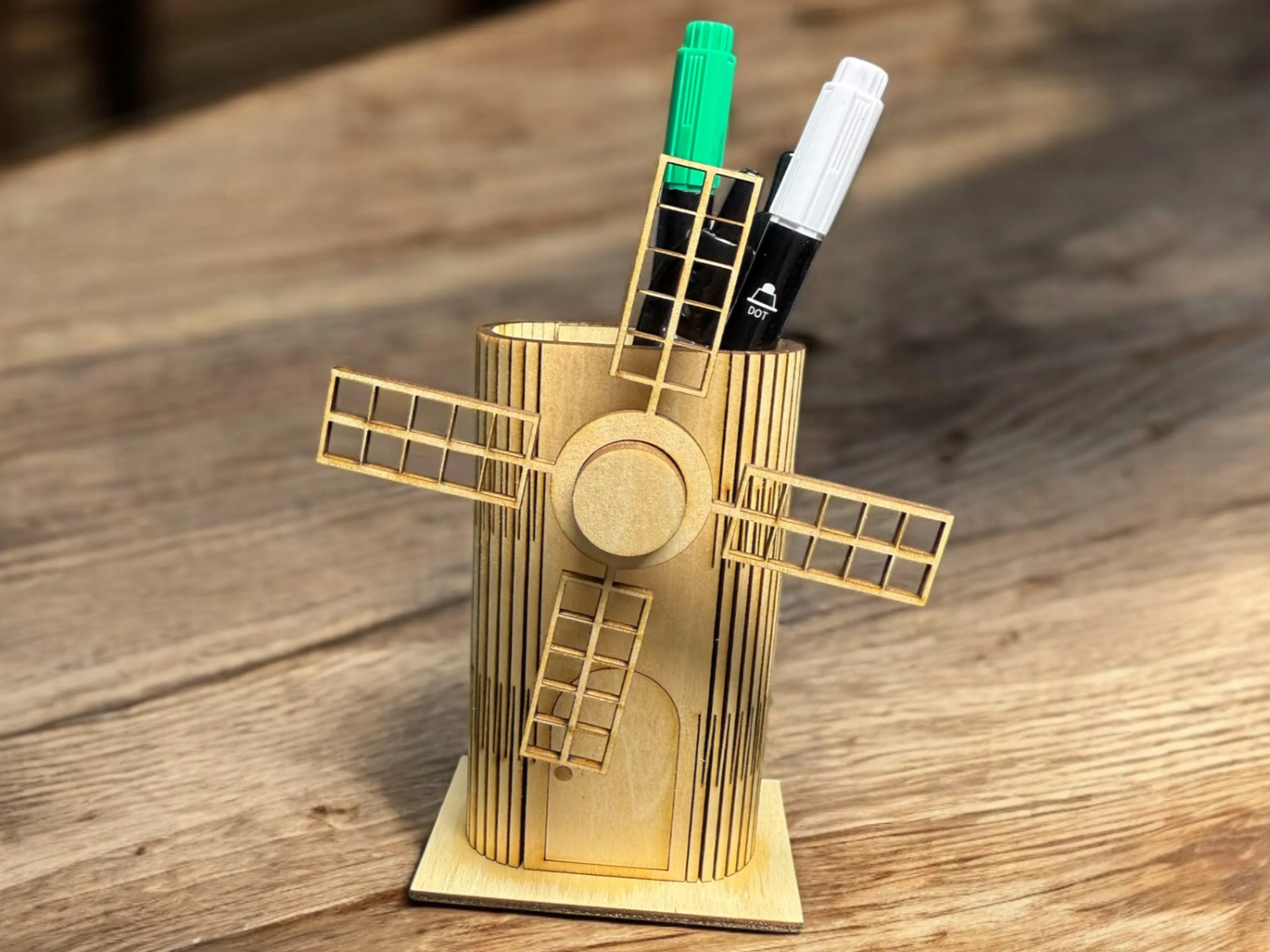 Miniature Rotating Windmill Pen Holder office desk decor idea